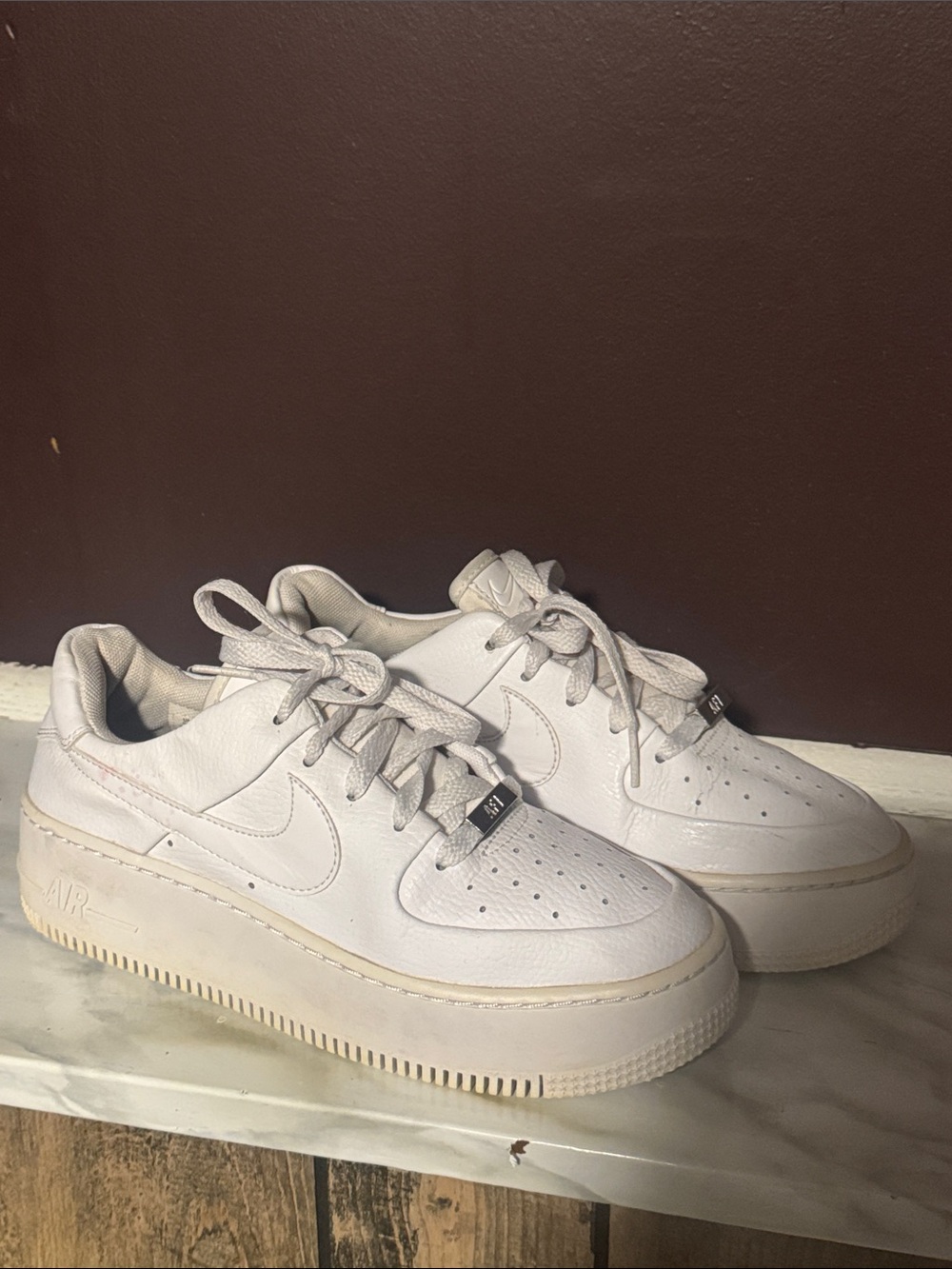 Nike Women’s White Leather Air Force 1 Low Sneakers